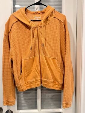 Natural Reflections Ochre Waffle-Knit Zip Hoodie